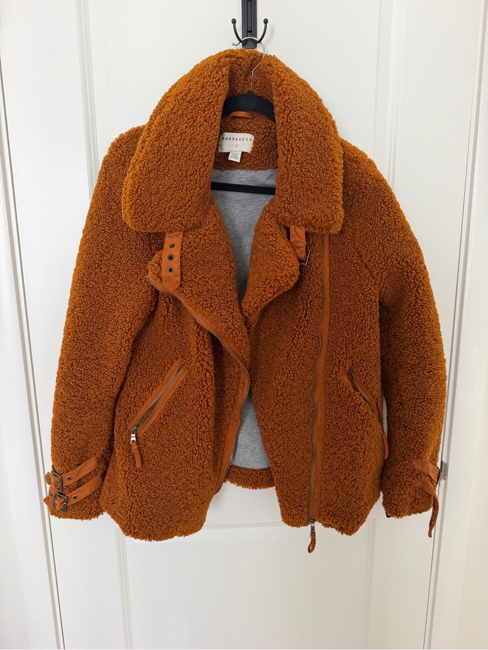 Madewell Rust Teddy Sherpa Moto Jacket